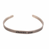 Sterling Silver Cuff Bracelet with Stamped "choose joy"